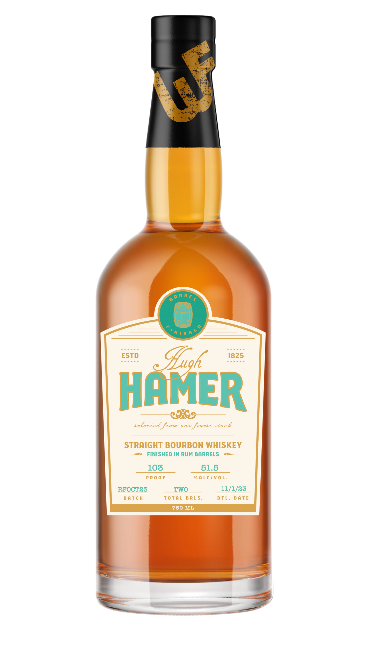 Hugh Hamer Straight Bourbon Rum Finish 103 Small Batch